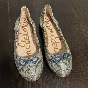 Sam Edelman Felicia Blue and Gold Multi Flats